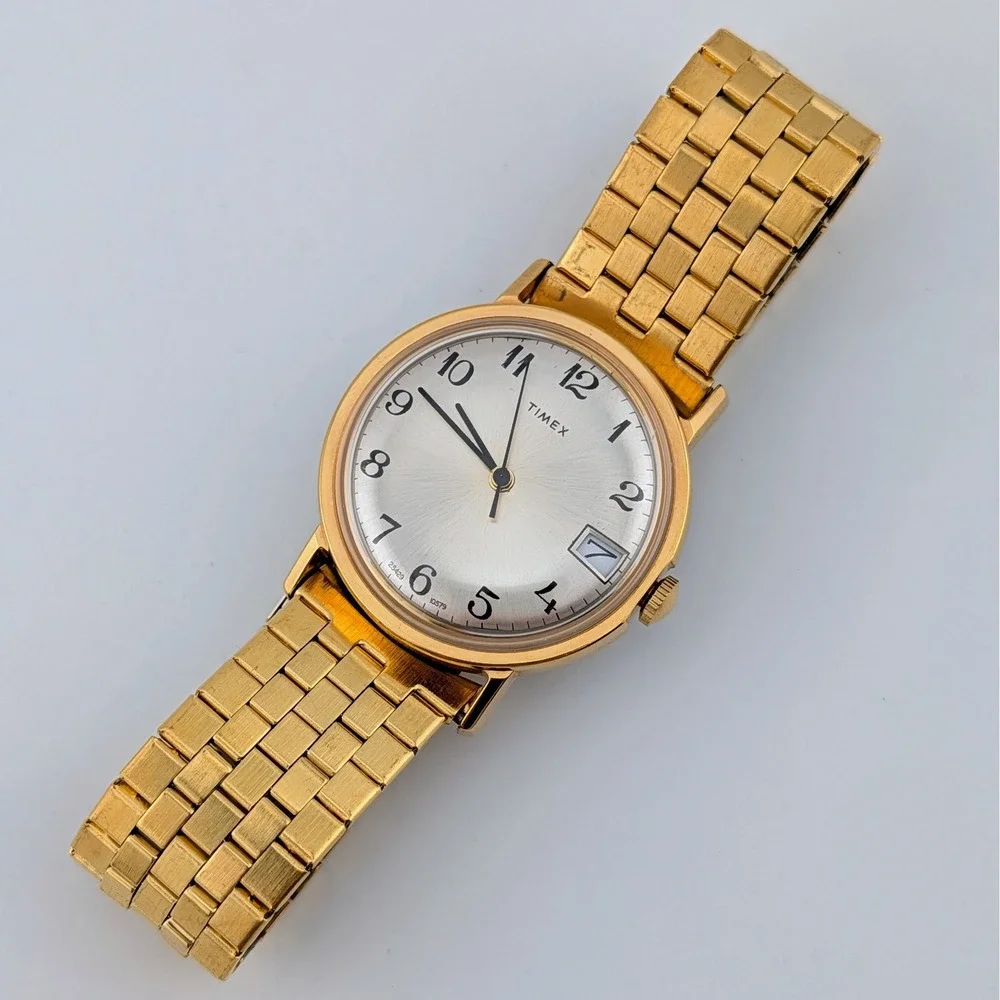 NOS 1979 Timex Mercury 25429 10579 Men's Manual Wind Gold Tone Watch 35mm